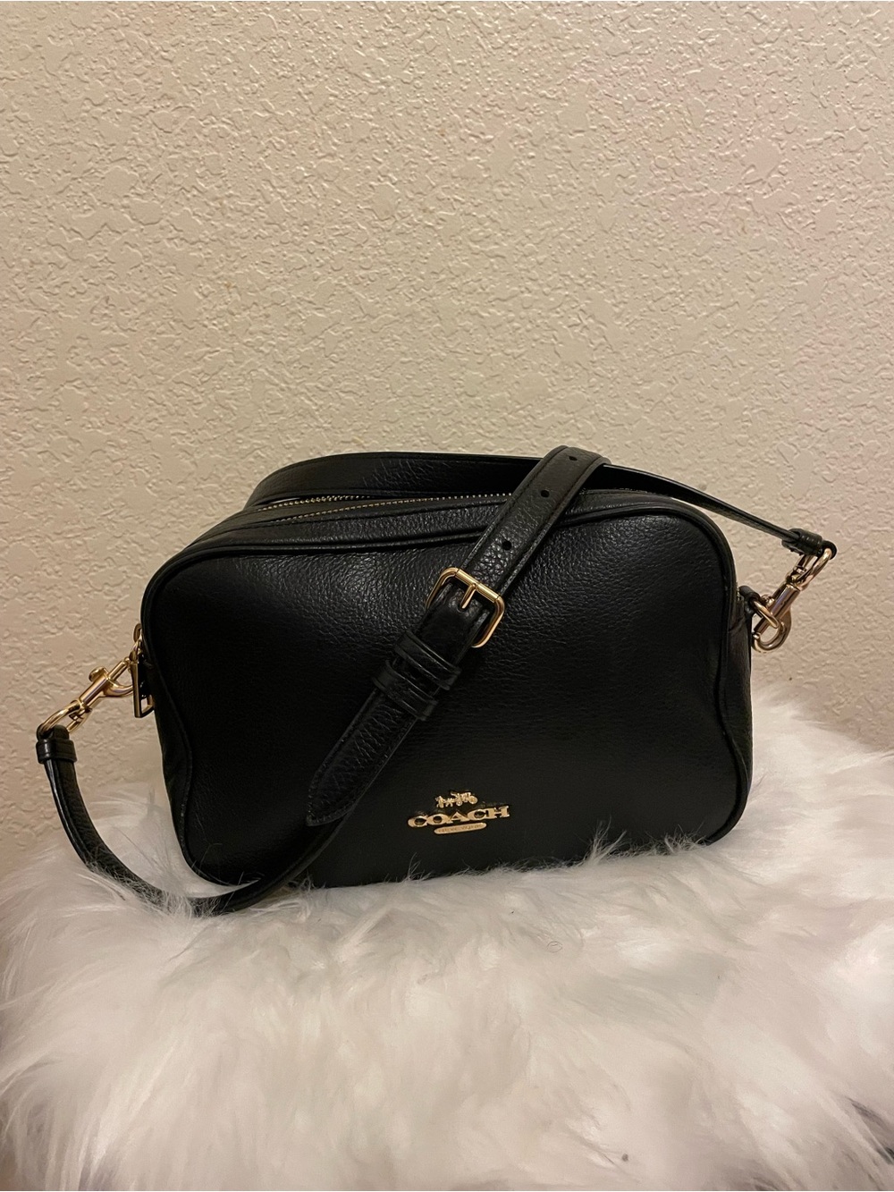 Coach Black  Leather Crossbody with Gold Hardware